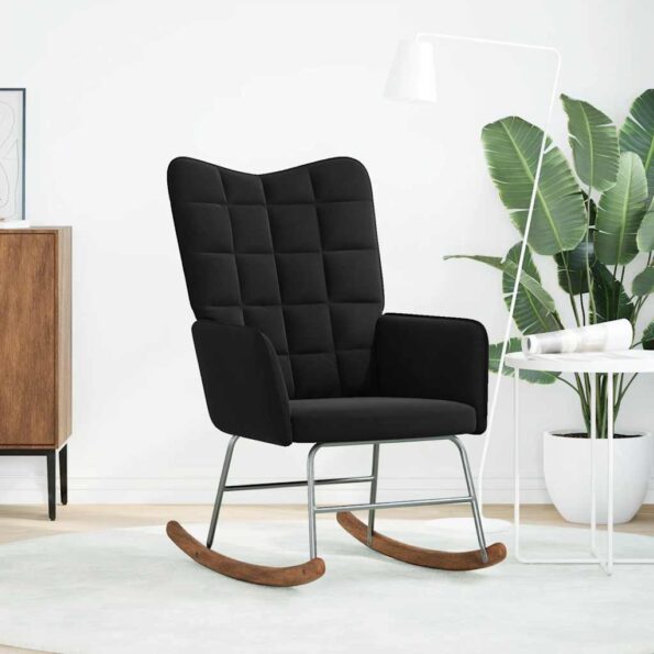 vidaXL Hojdacie kreslo čierne zamatové – Obrázok 3