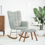 VidaXL Hojdacie kreslo so stoličkou Light Grey Velvet – Obrázok 3