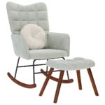 VidaXL Hojdacie kreslo so stoličkou Light Grey Velvet
