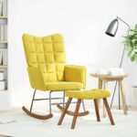 VidaXL Hojdacie kreslo so stoličkou Yellow Velvet – Obrázok 3