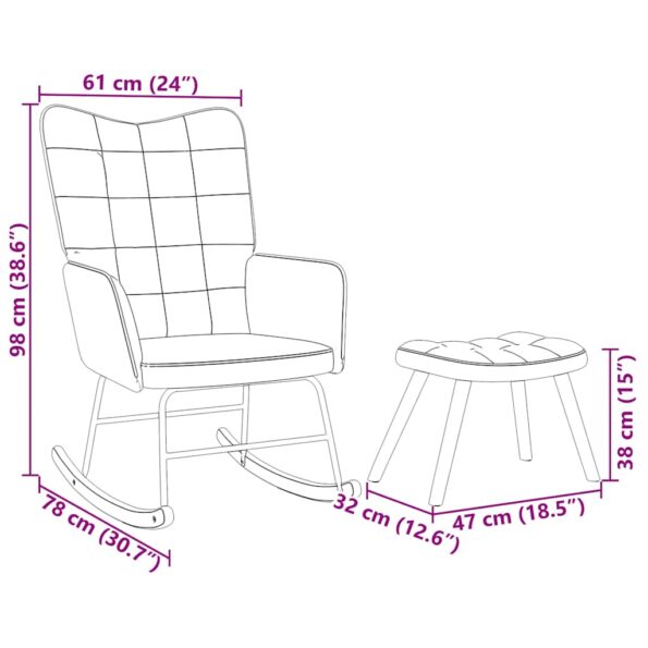 VidaXL Hojdacie kreslo so stoličkou Yellow Velvet – Obrázok 12