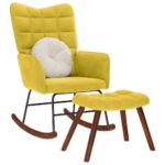 VidaXL Hojdacie kreslo so stoličkou Yellow Velvet