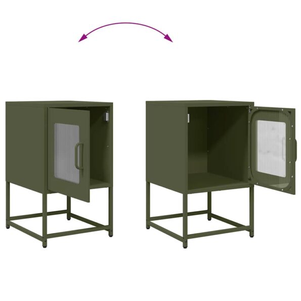 vidaXL nočná skrinka olivovo zelená oceľ valcovaná za studena – Obrázok 9