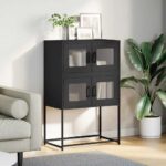 vidaXL Highboard Black 68x39x107 cm Oceľ – Obrázok 3
