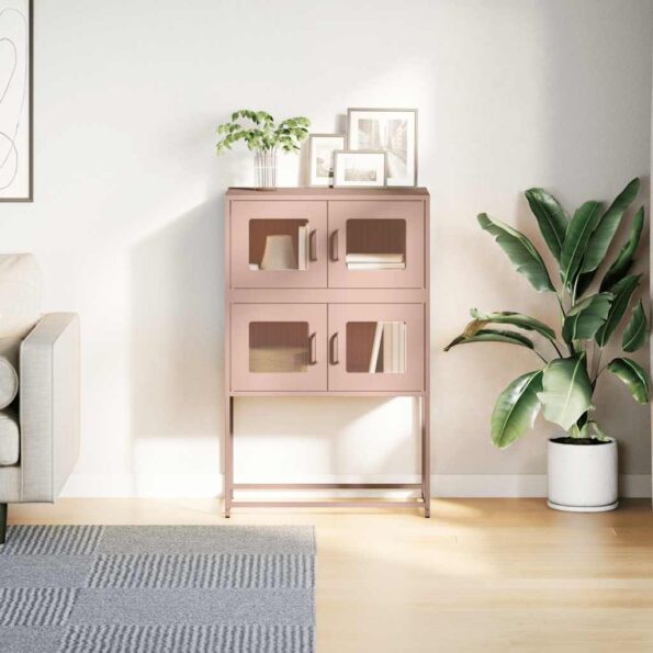 vidaXL Highboard Pink 68x39x107 cm Oceľ – Obrázok 4