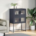 vidaXL Highboard Antracit 68x39x107 cm Oceľ – Obrázok 3