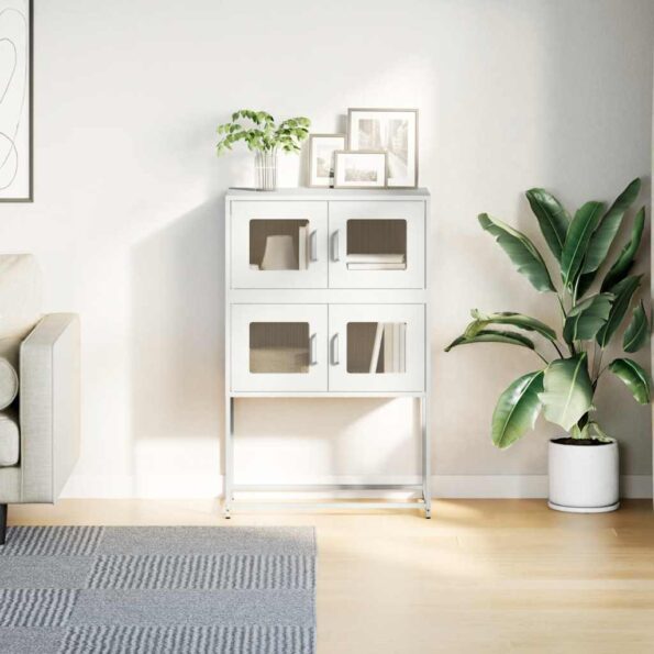 vidaXL Highboard White 68x39x107 cm Oceľ – Obrázok 4