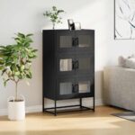 vidaXL Highboard Black 68x39x123 cm Oceľ – Obrázok 3