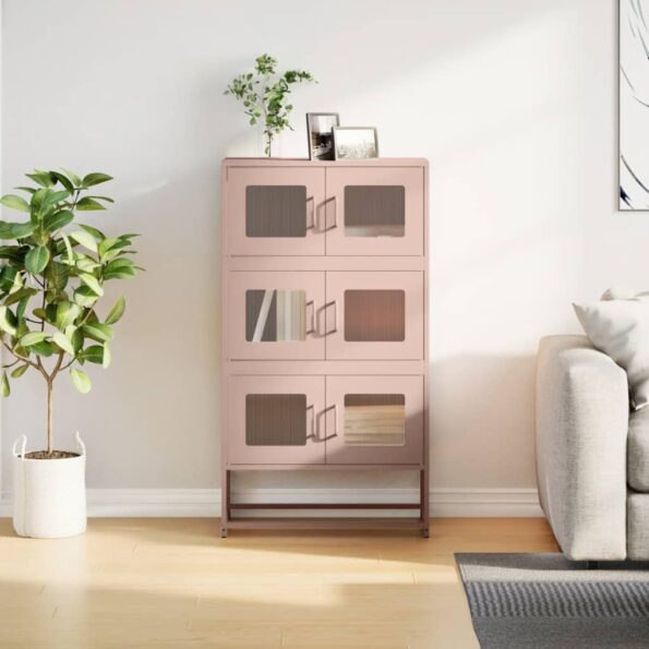 vidaXL Highboard Pink 68x39x123 cm Oceľ – Obrázok 3