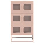 vidaXL Highboard Pink 68x39x123 cm Oceľ – Obrázok 5