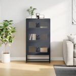 vidaXL Highboard Antracit 68x39x123 cm Oceľ – Obrázok 3
