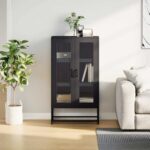 vidaXL Highboard Black 68x39x123 cm Oceľ – Obrázok 4