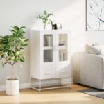 vidaXL Vysoká skrinka biela 68x39x111,5 oceľ – Obrázok 3