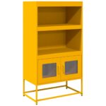 vidaXL Highboard horčicová žltá 68x39x123 cm Oceľ – Obrázok 2