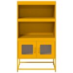 vidaXL Highboard horčicová žltá 68x39x123 cm Oceľ – Obrázok 4