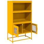 vidaXL Highboard horčicová žltá 68x39x123 cm Oceľ – Obrázok 5