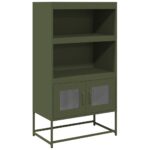 vidaXL Highboard Olive Green 68x39x123 cm Oceľ – Obrázok 2