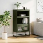 vidaXL Highboard Olive Green 68x39x123 cm Oceľ – Obrázok 4