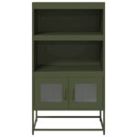vidaXL Highboard Olive Green 68x39x123 cm Oceľ – Obrázok 5