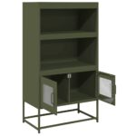 vidaXL Highboard Olive Green 68x39x123 cm Oceľ – Obrázok 6