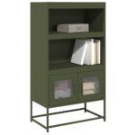 vidaXL Highboard Olive Green 68x39x123 cm Oceľ