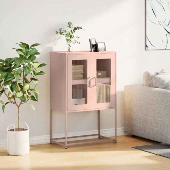 vidaXL Highboard Pink 68x39x107 cm Oceľ – Obrázok 3