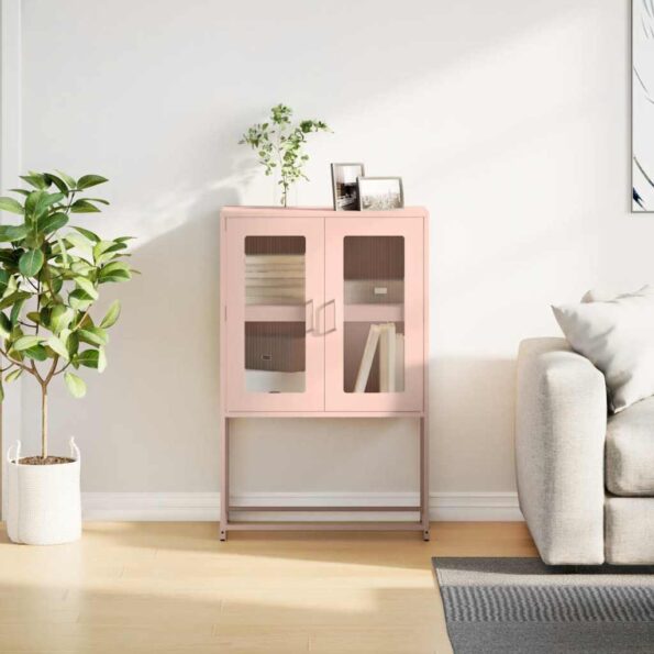 vidaXL Highboard Pink 68x39x107 cm Oceľ – Obrázok 4
