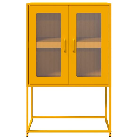 vidaXL Highboard horčicová žltá 68x39x107 cm Oceľ – Obrázok 5