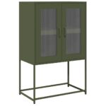 vidaXL Highboard Olive Green 68x39x107 cm Oceľ – Obrázok 2