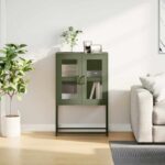 vidaXL Highboard Olive Green 68x39x107 cm Oceľ – Obrázok 4