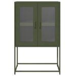 vidaXL Highboard Olive Green 68x39x107 cm Oceľ – Obrázok 5