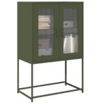 vidaXL Highboard Olive Green 68x39x107 cm Oceľ