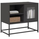 vidaXL TV skrinka čierna 68x39x60,5 cm oceľ