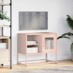 vidaXL TV skrinka ružová 68x39x60,5 cm oceľ – Obrázok 4