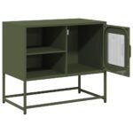 vidaXL TV skrinka olivovozelená 68x39x60,5 cm oceľ – Obrázok 6