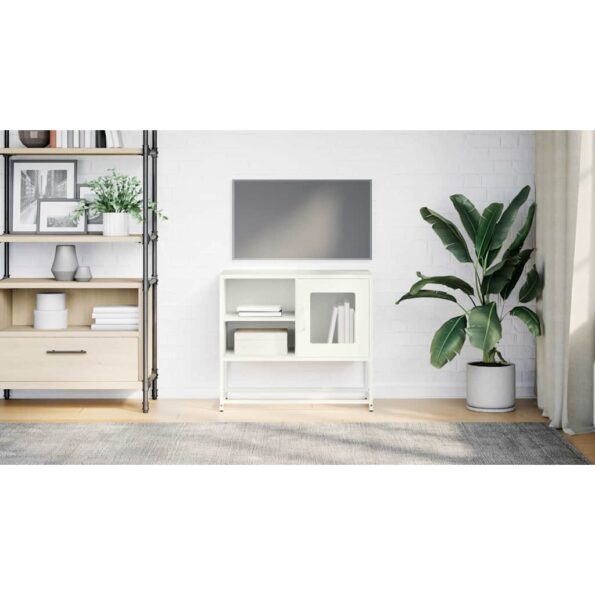vidaXL TV skrinka biela 68x39x60,5 cm oceľ – Obrázok 3