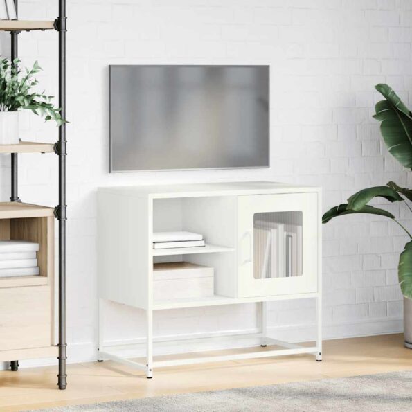 vidaXL TV skrinka biela 68x39x60,5 cm oceľ – Obrázok 4