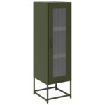vidaXL Highboard Olive Green 36x39x123 cm Oceľ valcovaná za studena – Obrázok 2