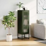 vidaXL Highboard Olive Green 36x39x123 cm Oceľ valcovaná za studena – Obrázok 3