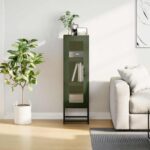 vidaXL Highboard Olive Green 36x39x123 cm Oceľ valcovaná za studena – Obrázok 4