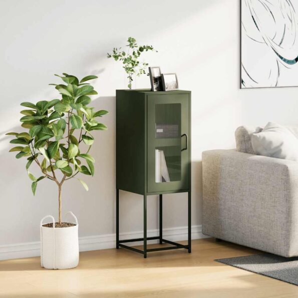 VidaXL Príborník Olive Green 36x39x107 cm Oceľ valcovaná za studena – Obrázok 3