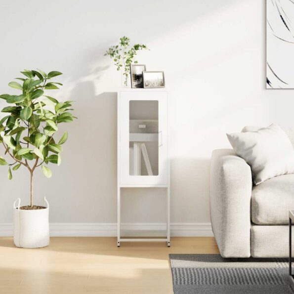 VidaXL Príborník Biela 36x39x107 cm Oceľ valcovaná za studena – Obrázok 4