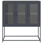 vidaXL Komoda antracitová 100,5x39x107 cm oceľ valcovaná za studena – Obrázok 5