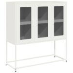 vidaXL Komoda biela 100,5x39x107 cm oceľ valcovaná za studena – Obrázok 2