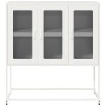 vidaXL Komoda biela 100,5x39x107 cm oceľ valcovaná za studena – Obrázok 5