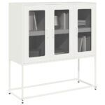 vidaXL Komoda biela 100,5x39x107 cm oceľ valcovaná za studena