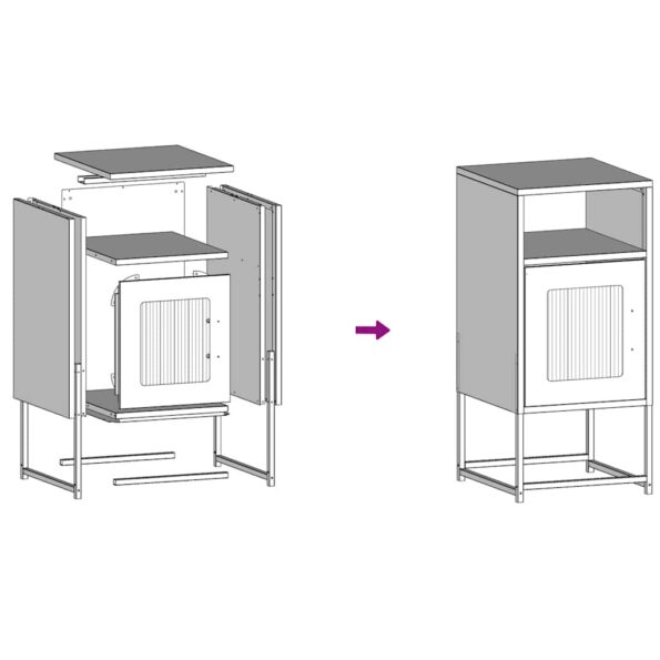 vidaXL Nočná skrinka Čierna 36x39x78 cm Oceľ valcovaná za studena – Obrázok 12