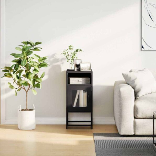 vidaXL Nočná skrinka Čierna 36x39x78 cm Oceľ valcovaná za studena – Obrázok 4