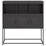 vidaXL Komoda čierna 100,5x39x107 cm oceľ valcovaná za studena – Obrázok 5