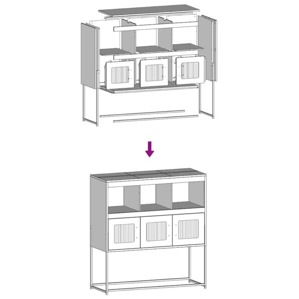 vidaXL Komoda ružová 100,5x39x107 cm oceľ valcovaná za studena – Obrázok 12